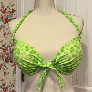 Victoria's Secret Green Halter Bikini Top with Tie Closure Size 36D